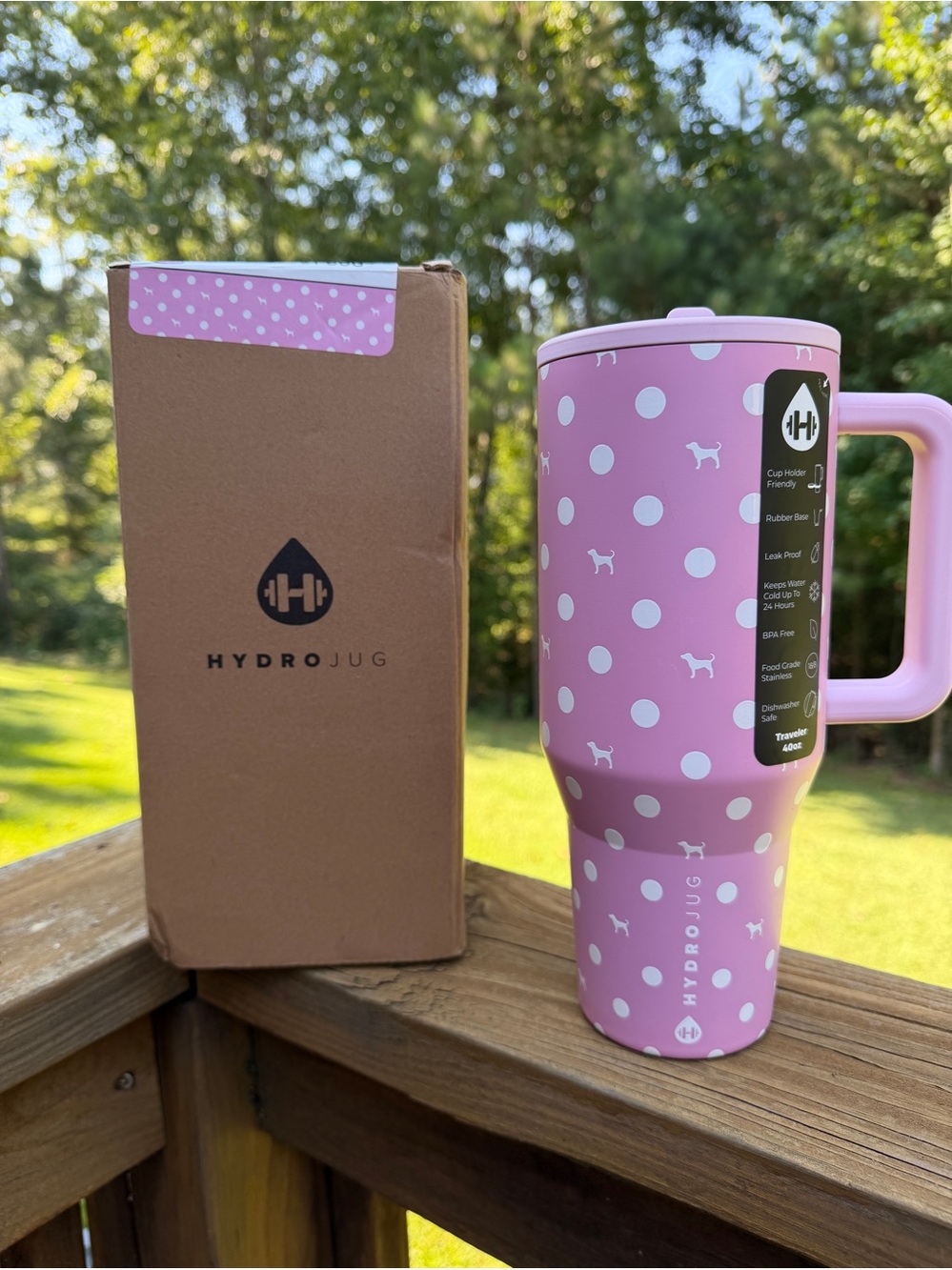 PINK x HydroJug 40oz Traveler Water Bottle Pink Dot Dog Limited Edition NEW